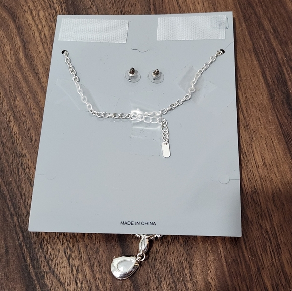 Lux Accessories Iridiscent Rhinestones Dangling Set - Picture 3 of 3